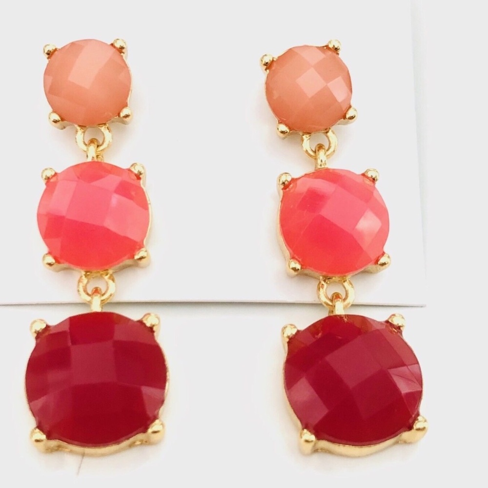 NWT Kate Spade Smell The Roses Linear Pink Drop Earrings 12k Gold $105